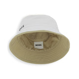 White & Beige Reversible Bucket Hat