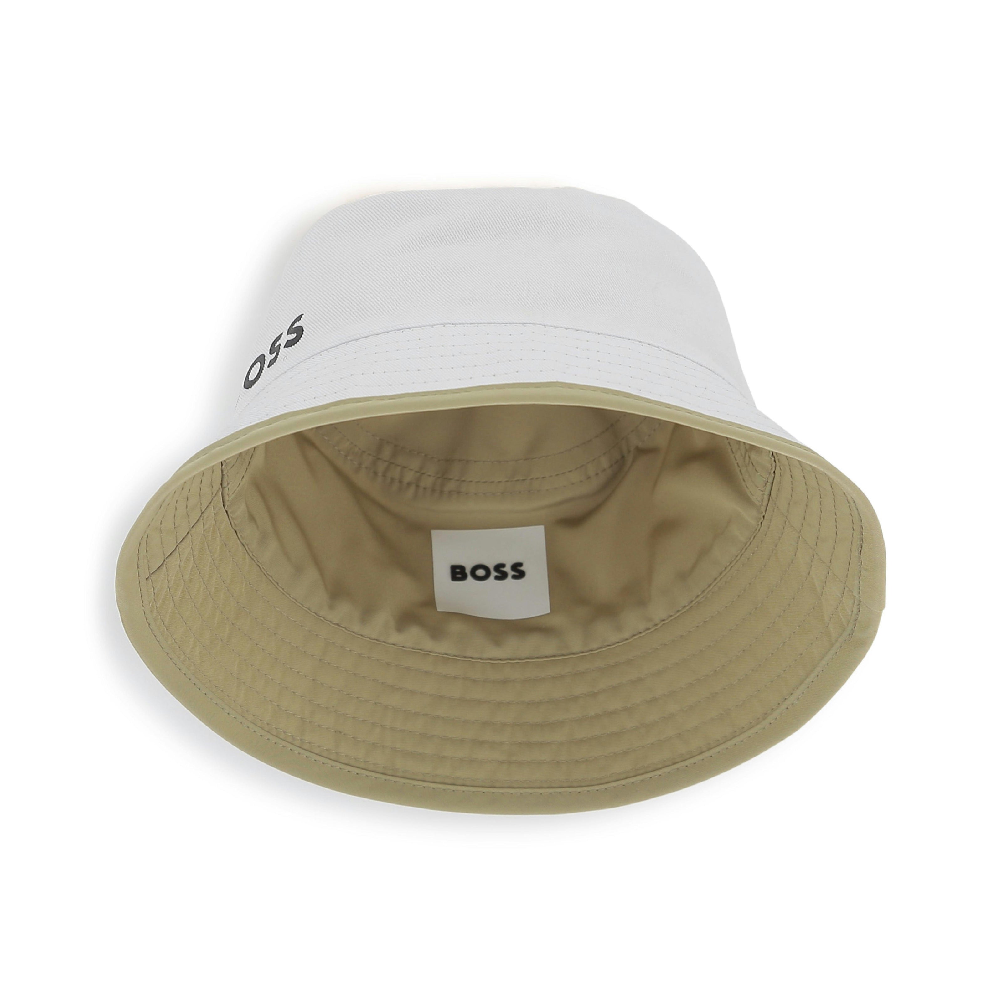 White & Beige Reversible Bucket Hat