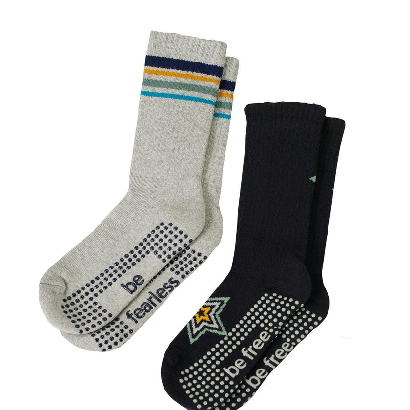 Boys 2 Pack Grip Crew Socks 4T-6T (Kevin)