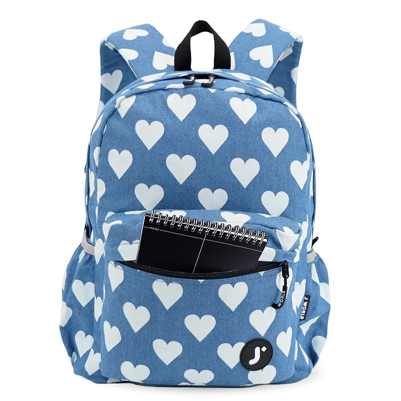 Oz Daypack Backpack with Doodle Large Pencil Case in Denim Heart
