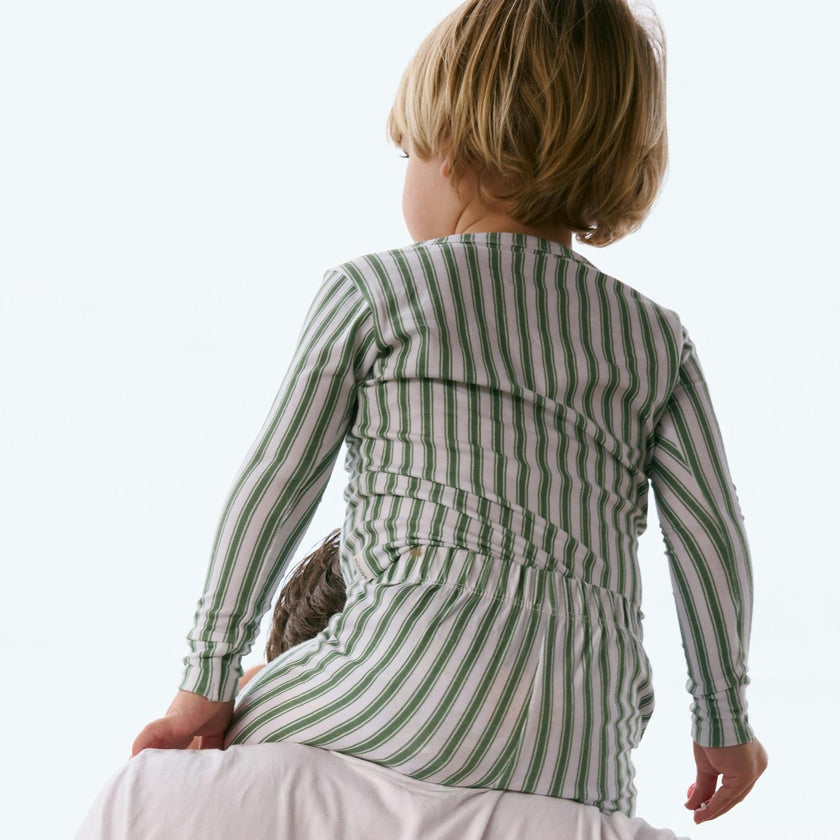 unisex boxwood ticking stripe pima pajamas set
