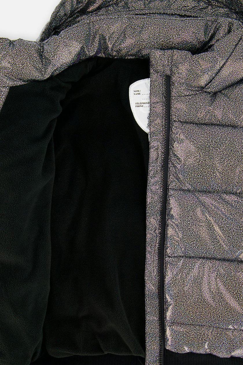 Winter Puffy Jacket Black Glitter