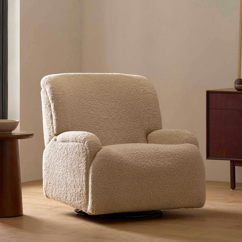 Winslow Extra Wide Recliner And Swivel Glider In Chai Shearling