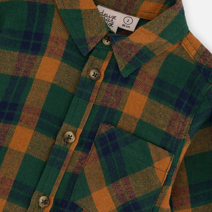 Plaid Shirt Orange, Blue and Green