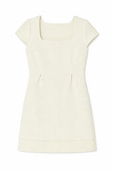 Fifine Beige Cap Sleeve Tweed Dress