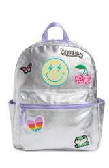 Silver Kid's Backpack With Patches