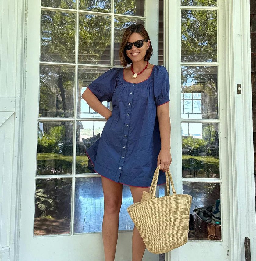 Women's Navy Cotton Coverup