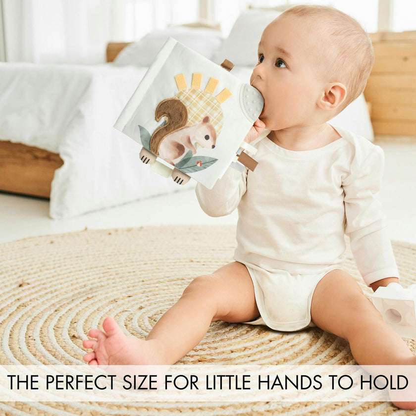 Soft Baby Book with Touch and Feel Pages - Sensory Book for Babies 0-6 Months with Textured Animals, Mirror & Crinkle Paper - Perfect for Baby Showers