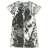 Coco Sequin Girls Party Dress, Silver