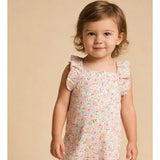 Organic Flutter Romper - Peony