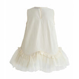 Cream Empressa Pleated Tulle Party Dress