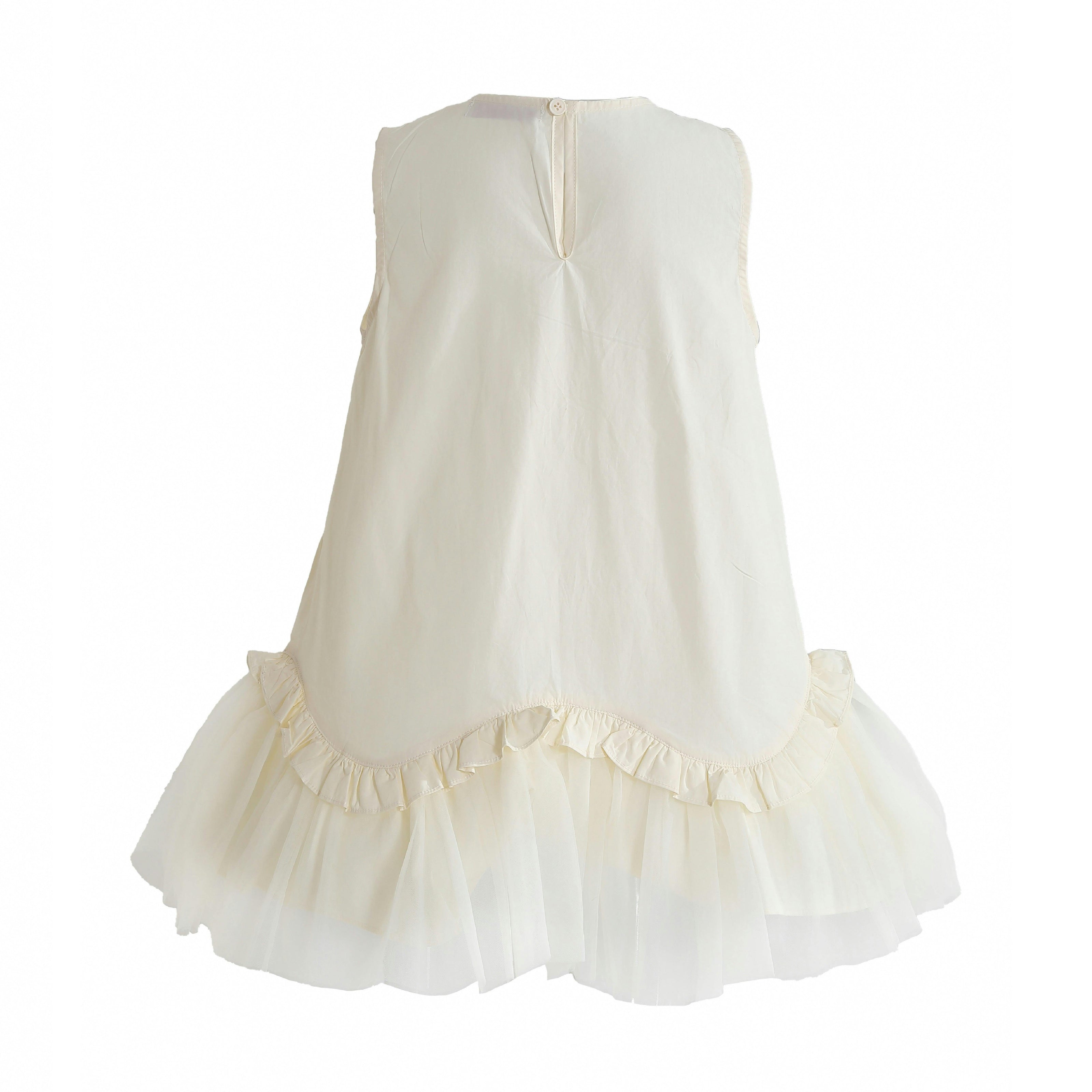 Cream Empressa Pleated Tulle Party Dress