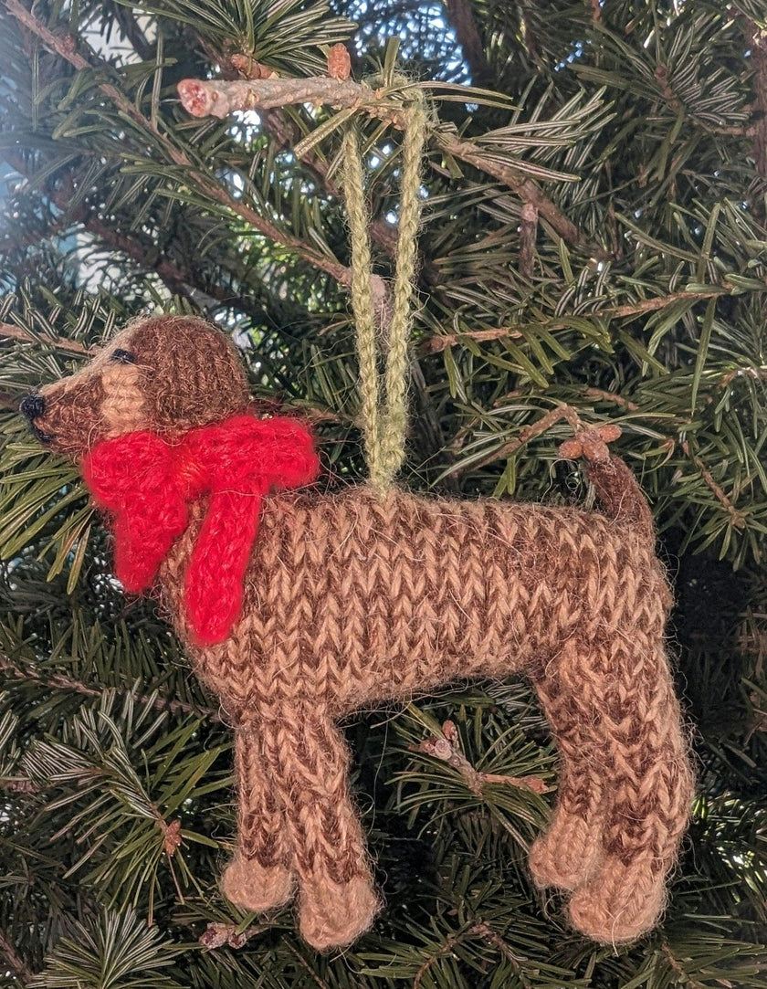German Short Haired Pointer Dog Hand Knit Christmas Ornament
