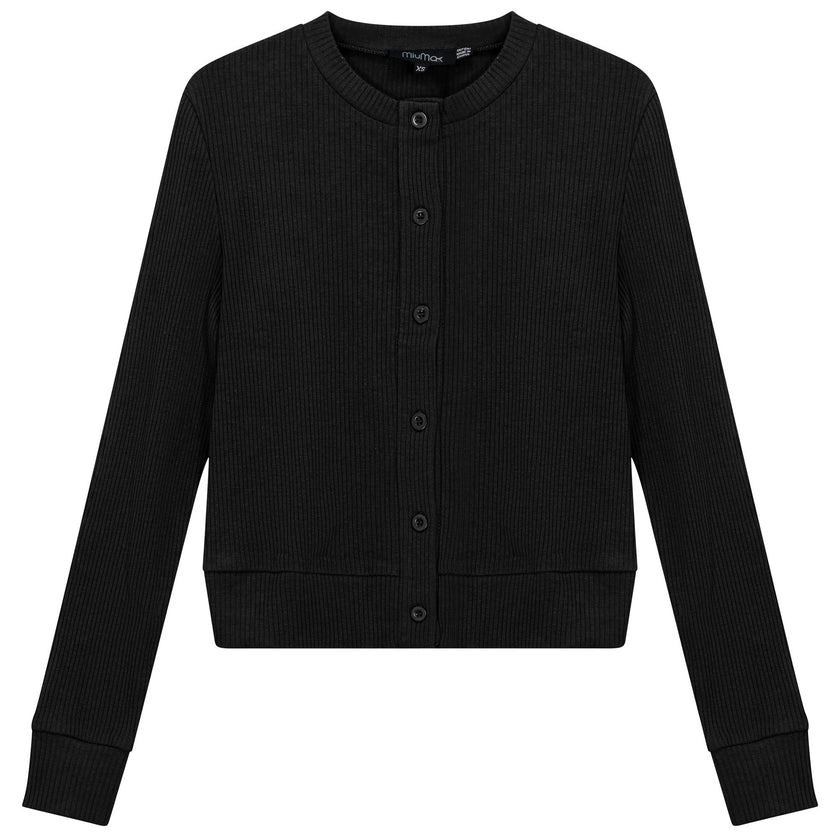 Cropped Ribbed Cardigan