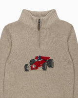 Charles Car Half Zip Sweater in Oatmeal