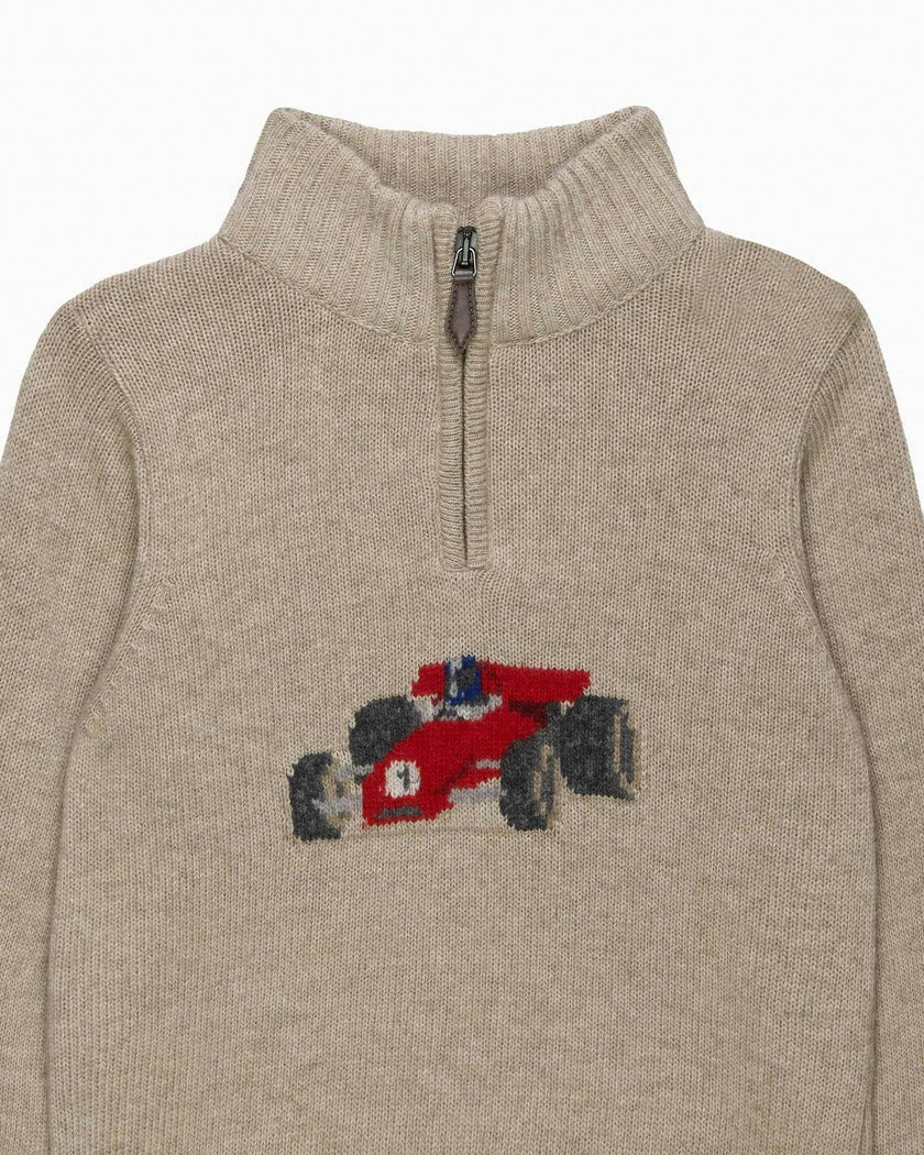 Charles Car Half Zip Sweater in Oatmeal