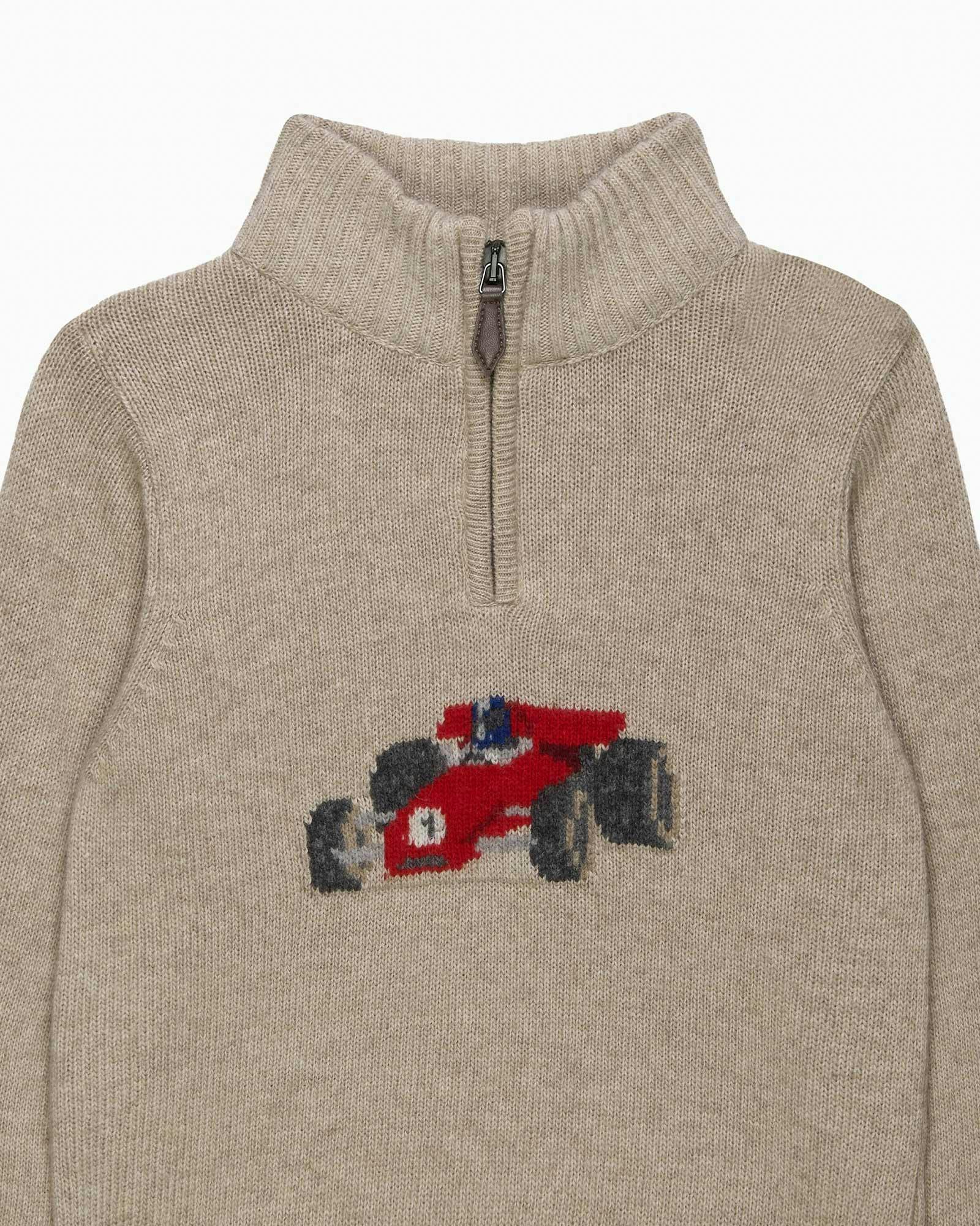 Charles Car Half Zip Sweater in Oatmeal