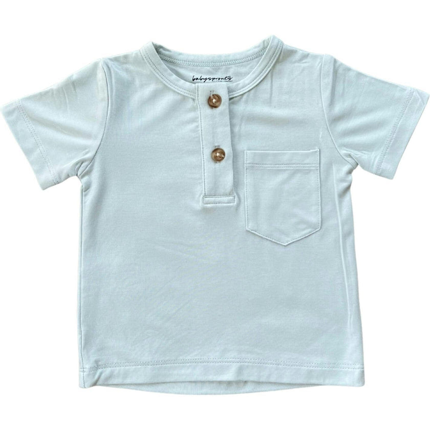 Boy's Short Sleeve Henley Shirt Retro Banner