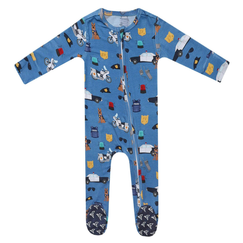 Bamboo Zip-Up Footie Pajama - Policemen