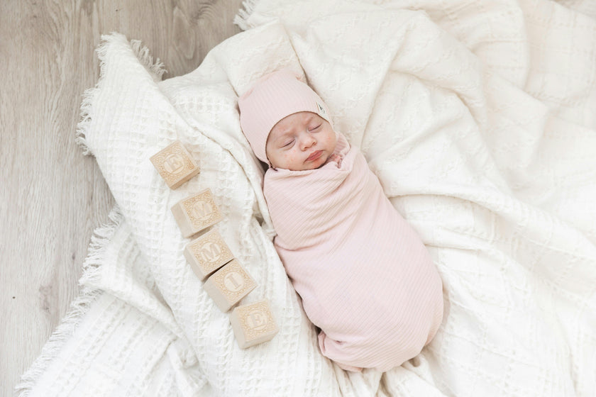 Bebe Bella Ribbed Blanket and Hat Two Piece Set