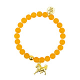 Gemstone Bracelet With Gold Charm
