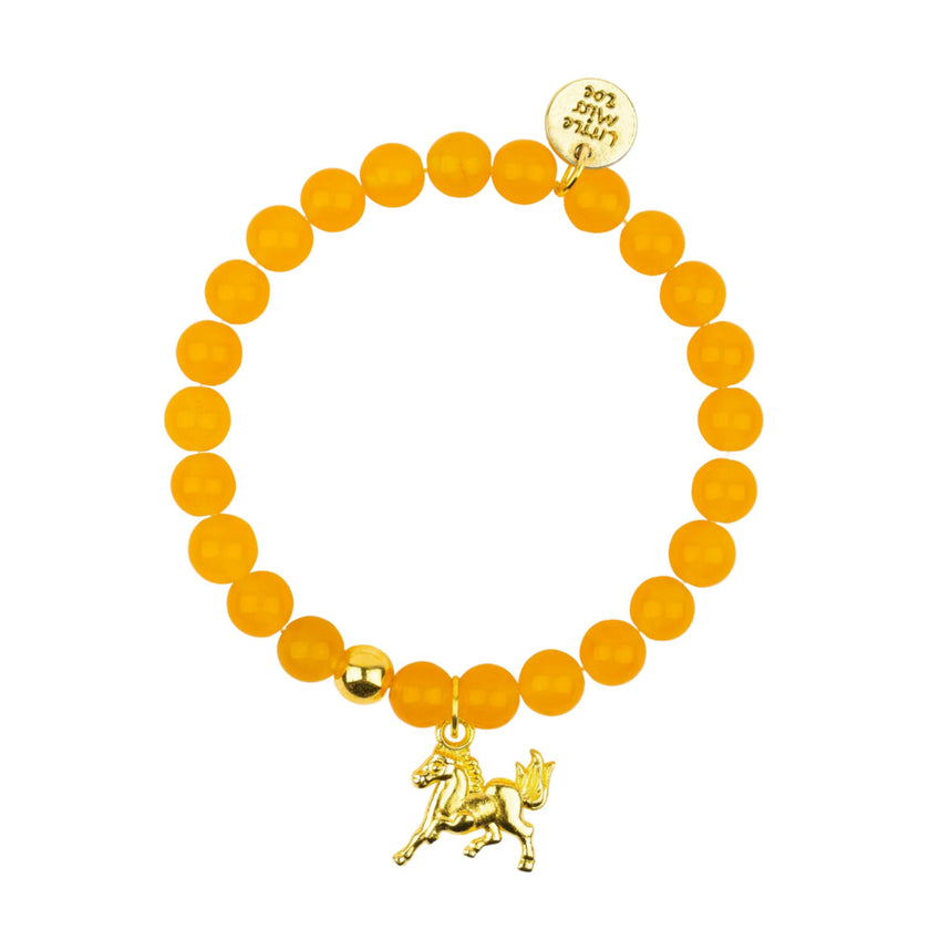Gemstone Bracelet With Gold Charm