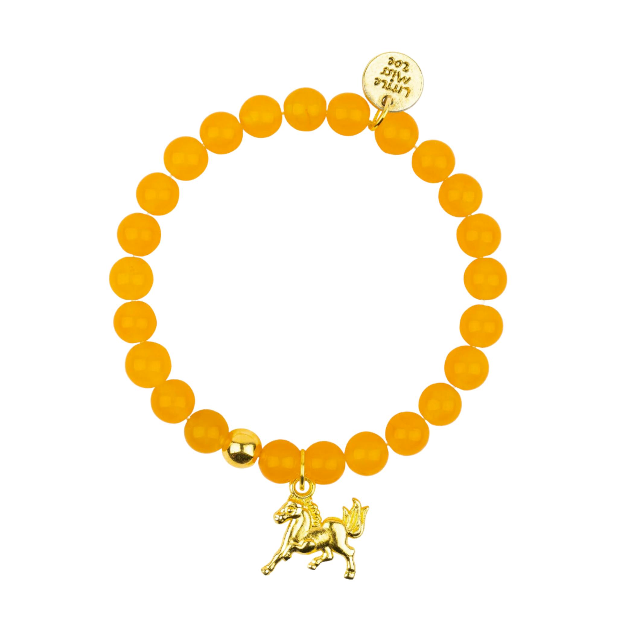 Gemstone Bracelet With Gold Charm