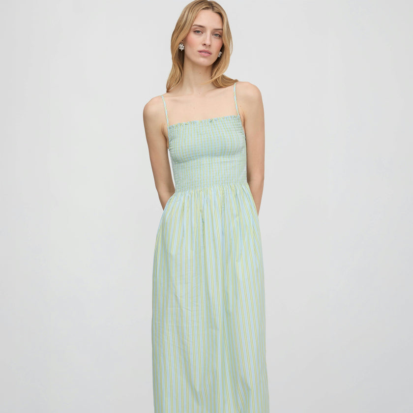 The Isabel Nap Dress - Blue/Green Stripe