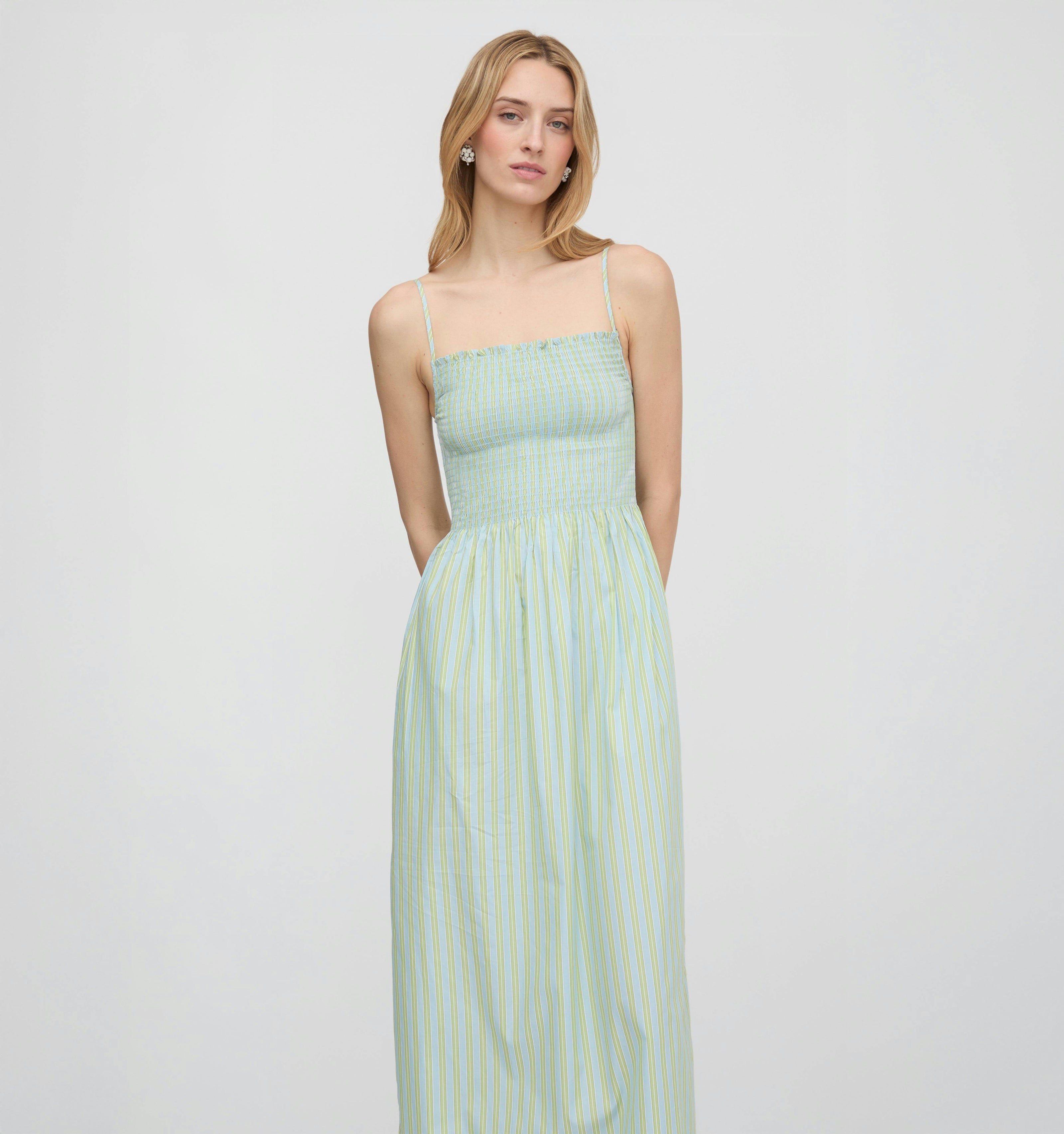 The Isabel Nap Dress - Blue/Green Stripe