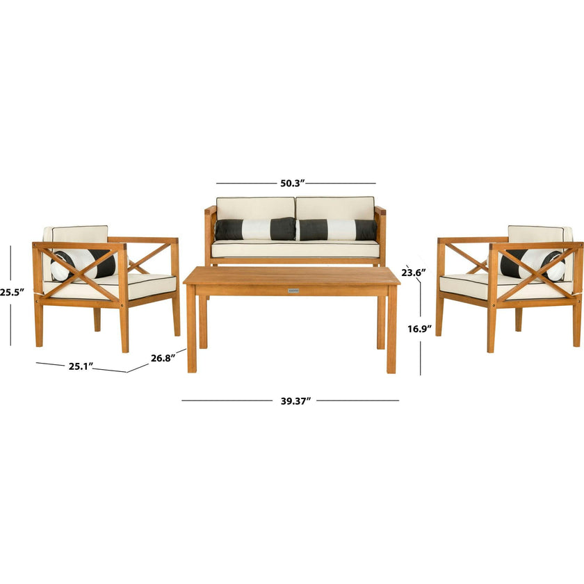 Nunzio 4-Piece Outdoor Set with Accent Pillows