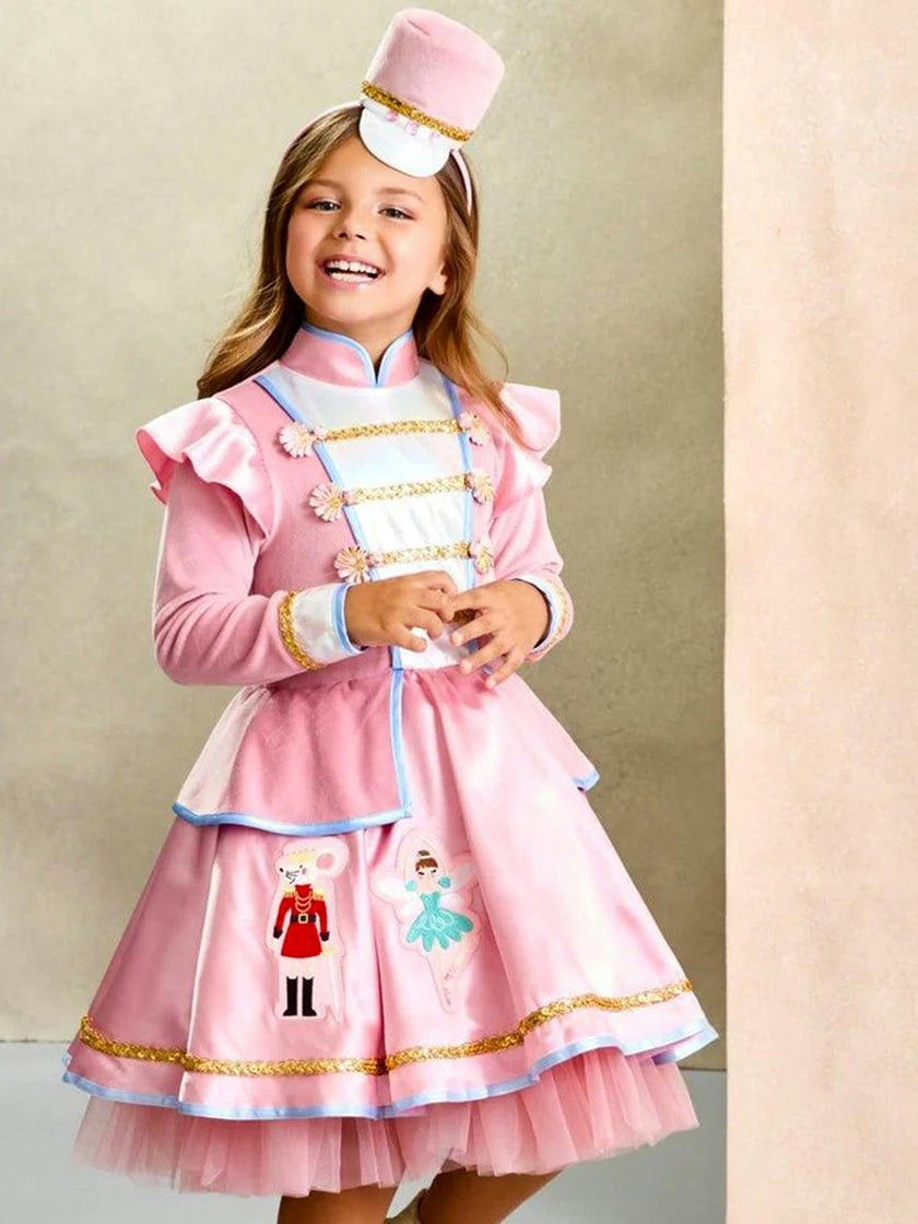 Pink Nutcracker Holiday Dress & Headband for Girls