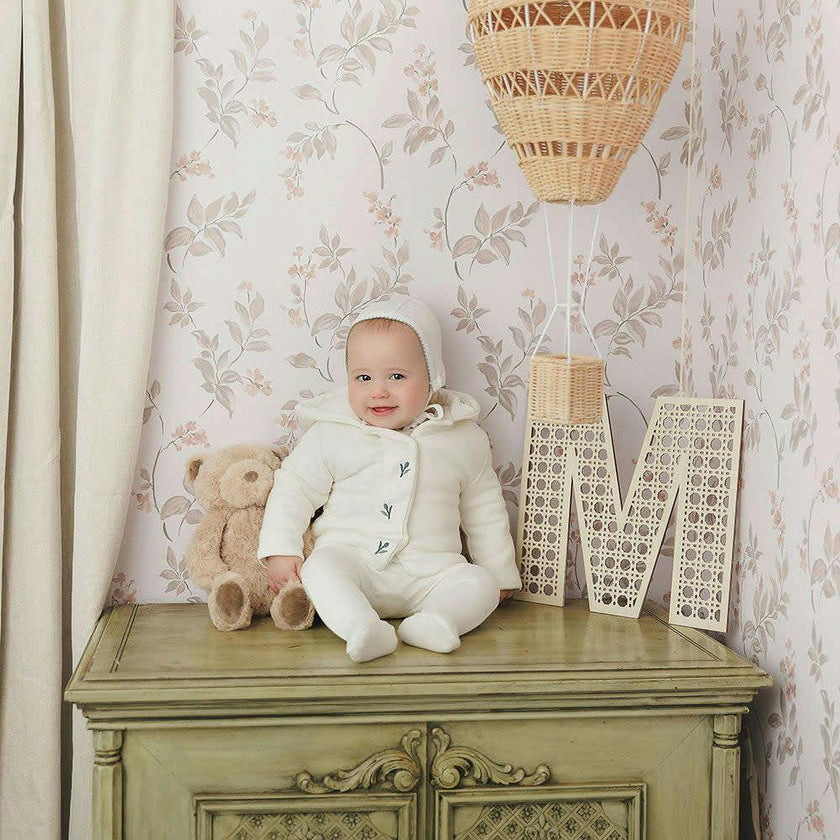 Plush Print Boys' Jacket Layette Set Ivory & Blue