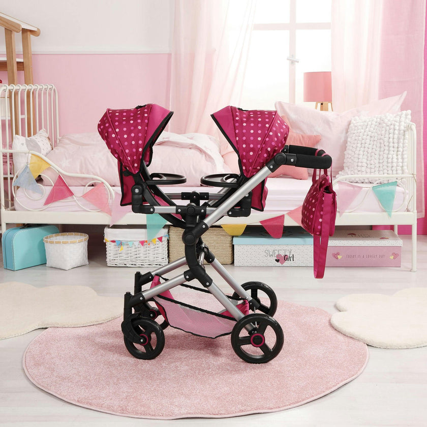 Bayer Design Dolls: Neo Twin Doll Pram - Hot Pink