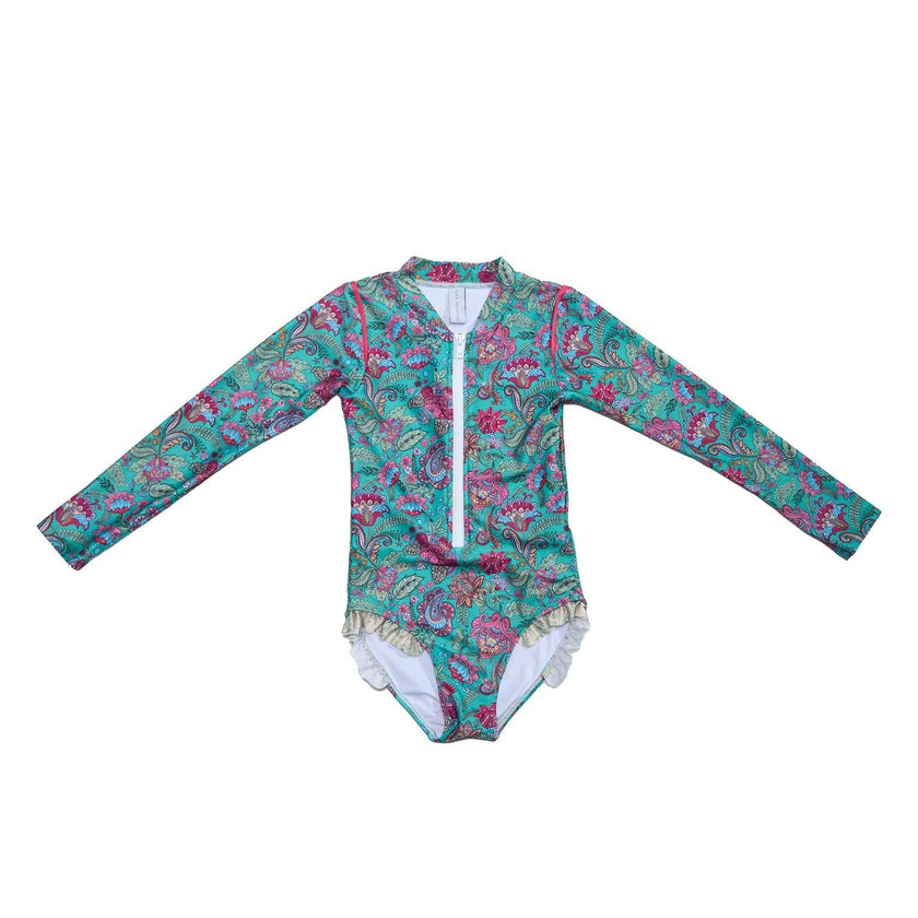 Long Sleeve Zip One Piece Swimsuit