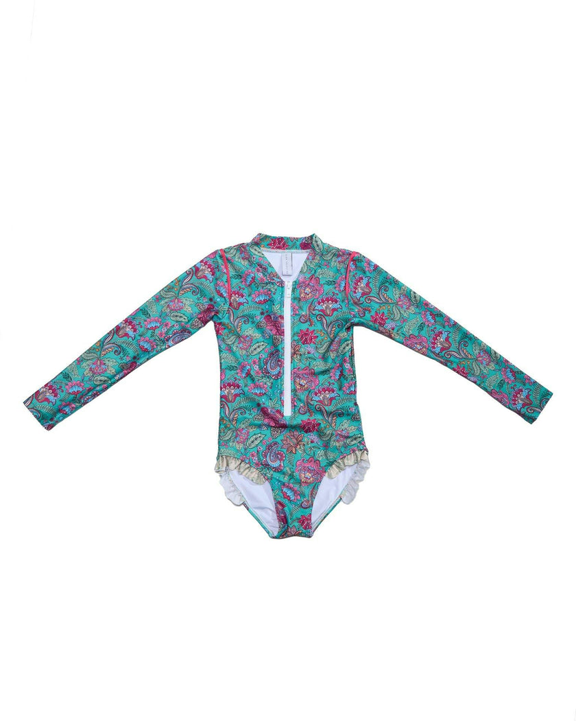 Long Sleeve Zip One Piece Swimsuit