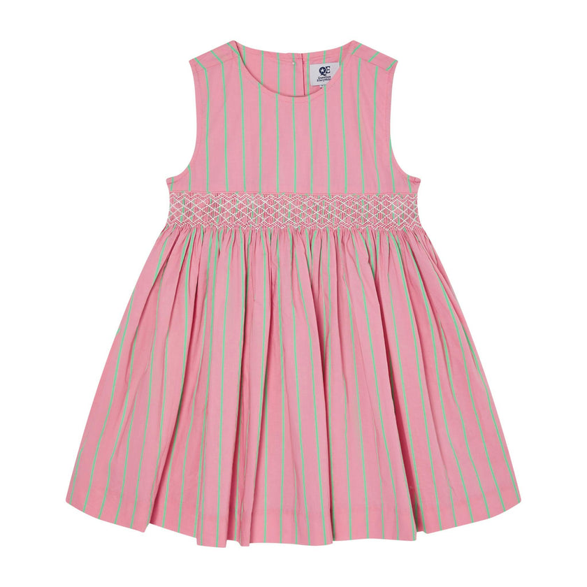 Hand-Smocked Girls Dress Coral