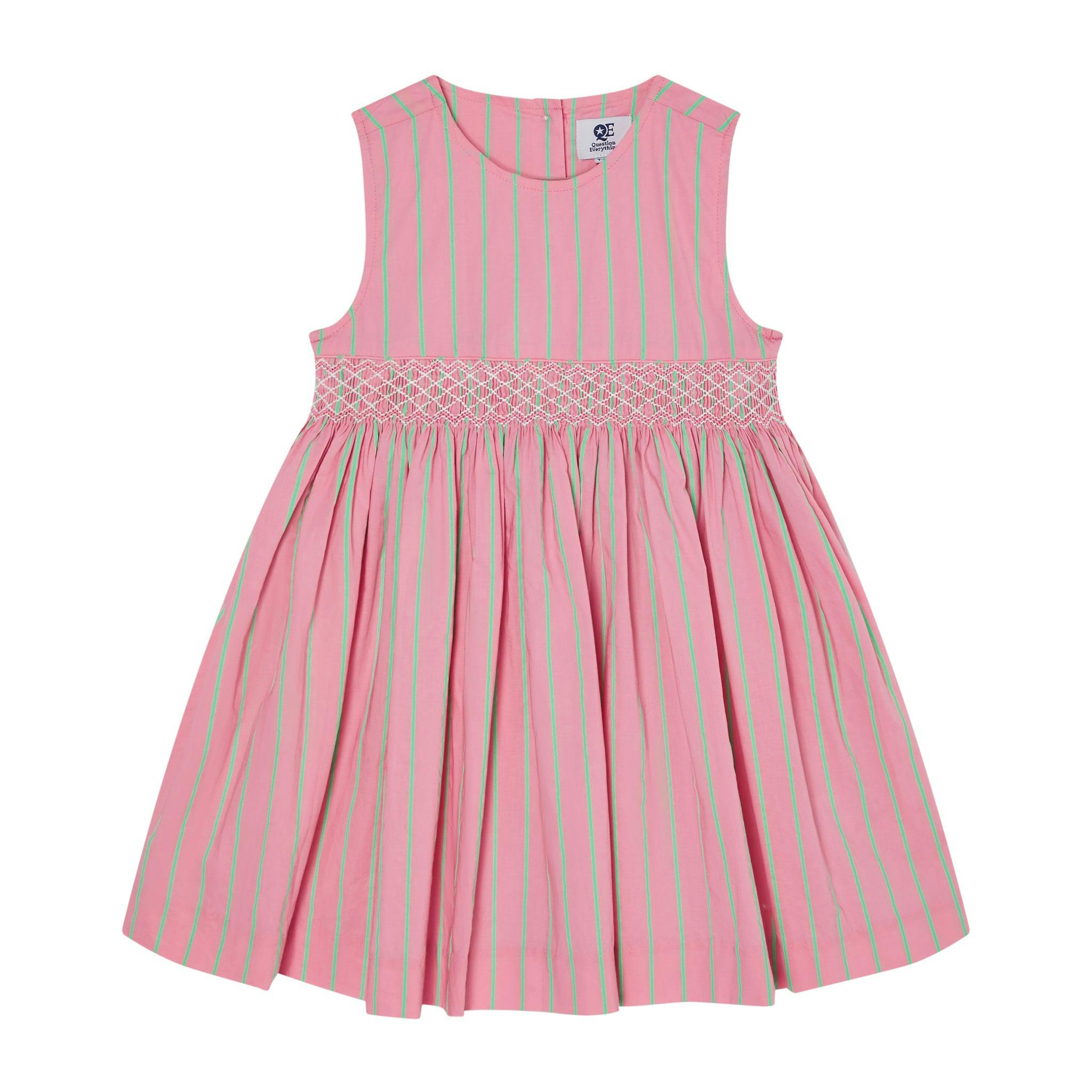 Hand-Smocked Girls Dress Coral