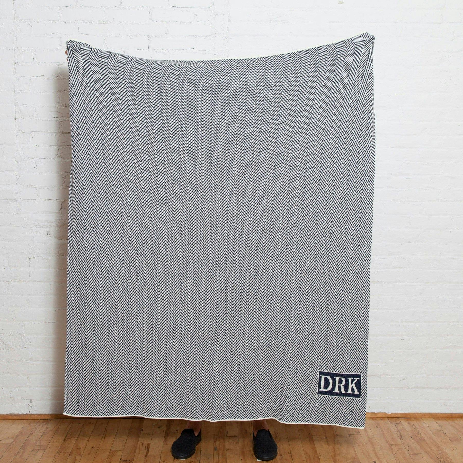 Custom Personalized Sustainable Knit Throw Blanket - Herringbone Initials