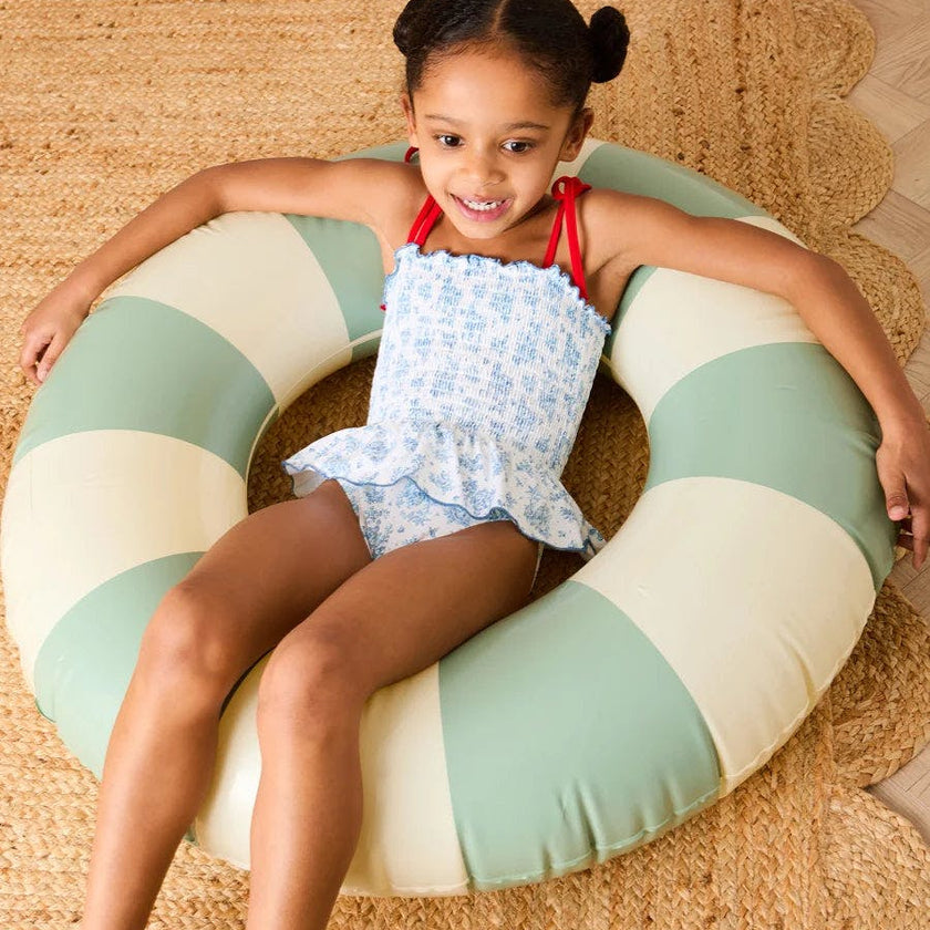 Audrey Toile Smocked Detail Swimsuit in Blue (12mths- 10yrs)