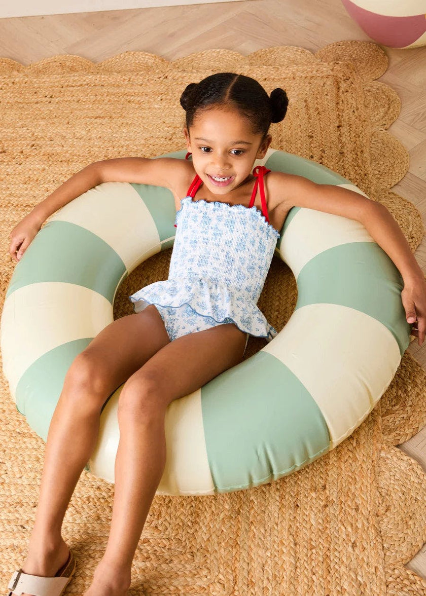Audrey Toile Smocked Detail Swimsuit in Blue (12mths- 10yrs)