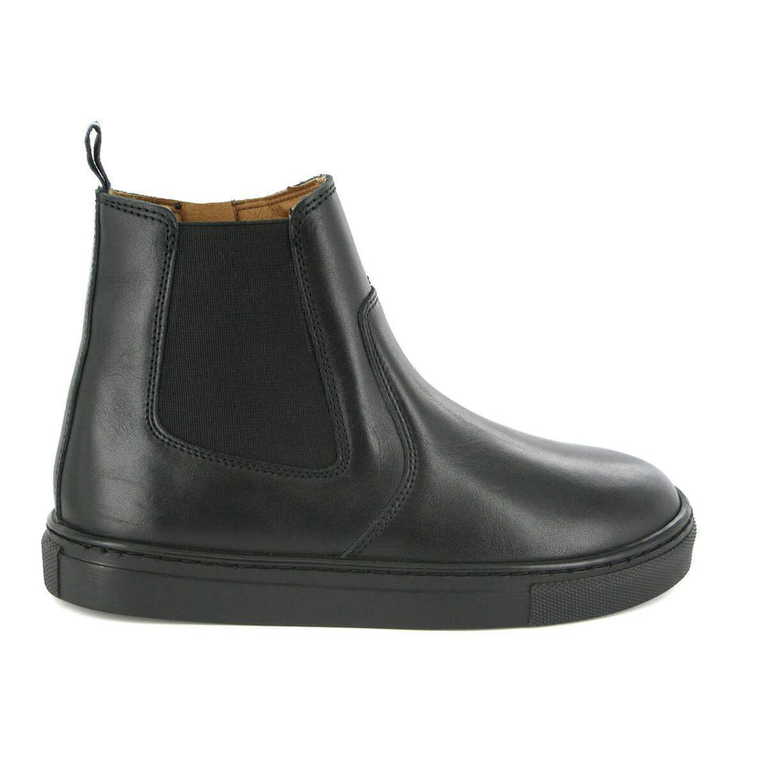 Smooth Leather Chelsea Sneaker Boots, Black
