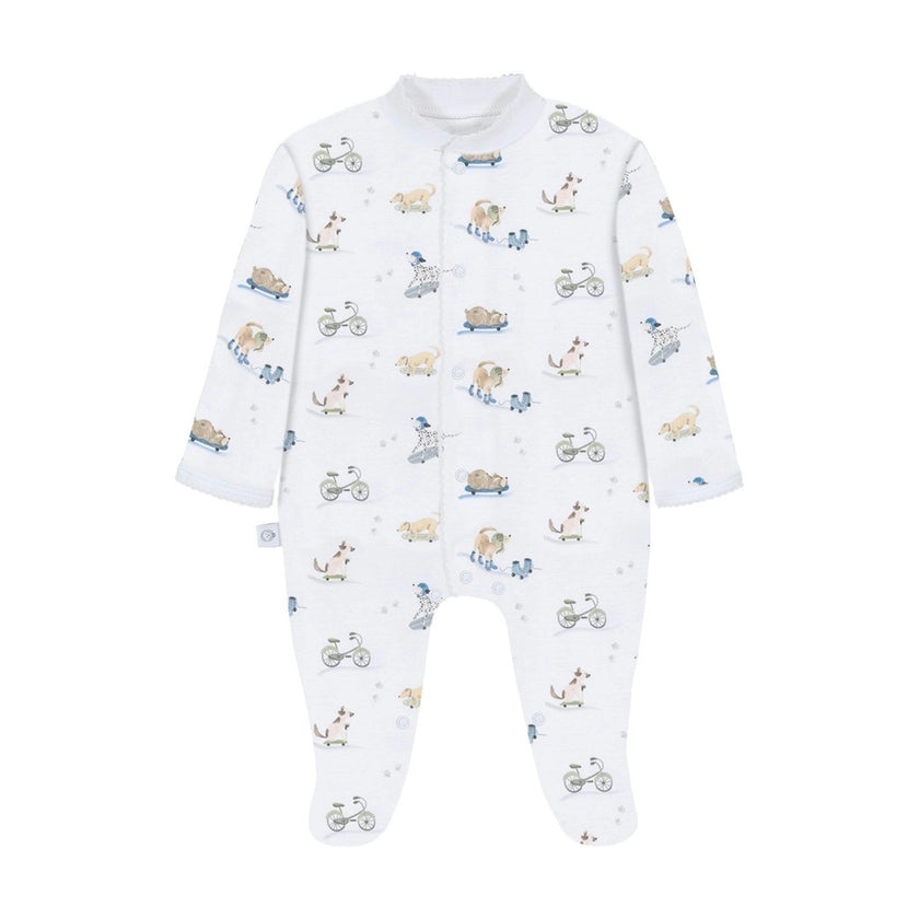 Roller Pups Boy  Pima Cotton Baby One-Piece Pajamas