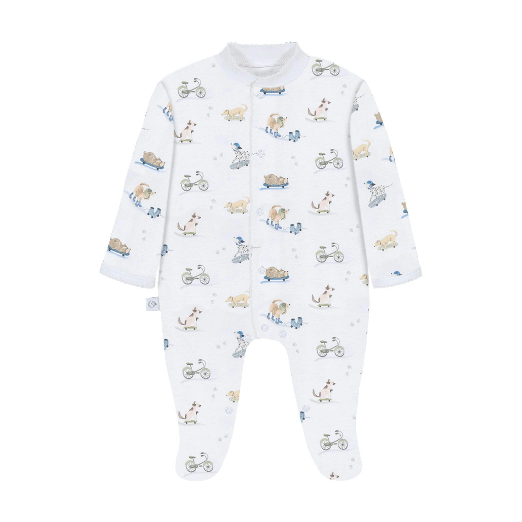 Roller Pups Boy  Pima Cotton Baby One-Piece Pajamas