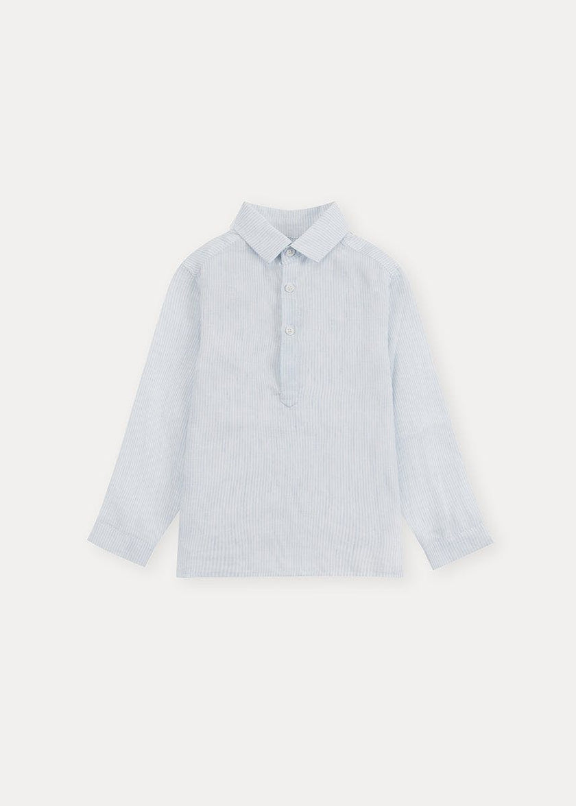 Light Blue Stripes 100% Linen Shirt