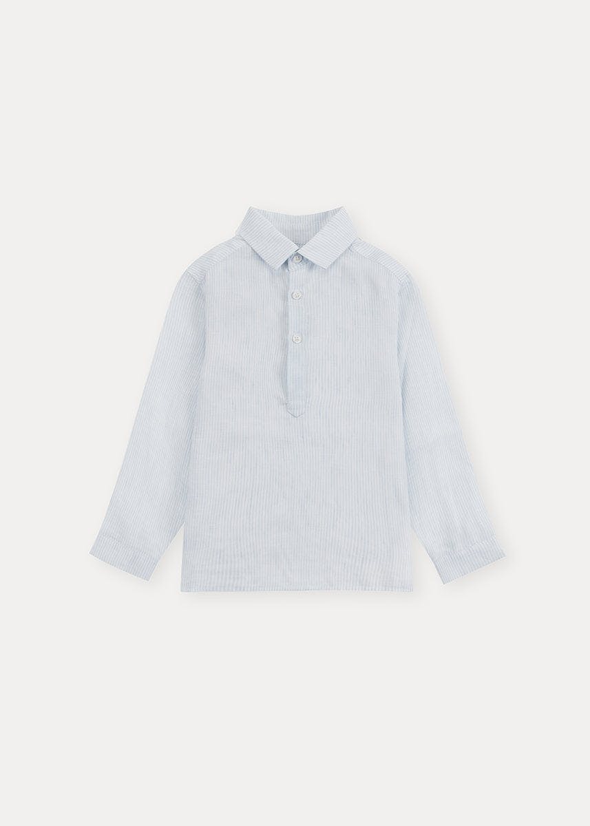 Light Blue Stripes 100% Linen Shirt