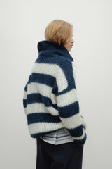 Ellie Woman Polo Black Iris Stripe