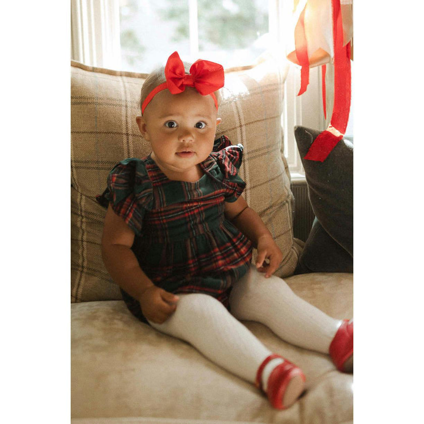 Baby Hattie Romper in Evergreen Plaid