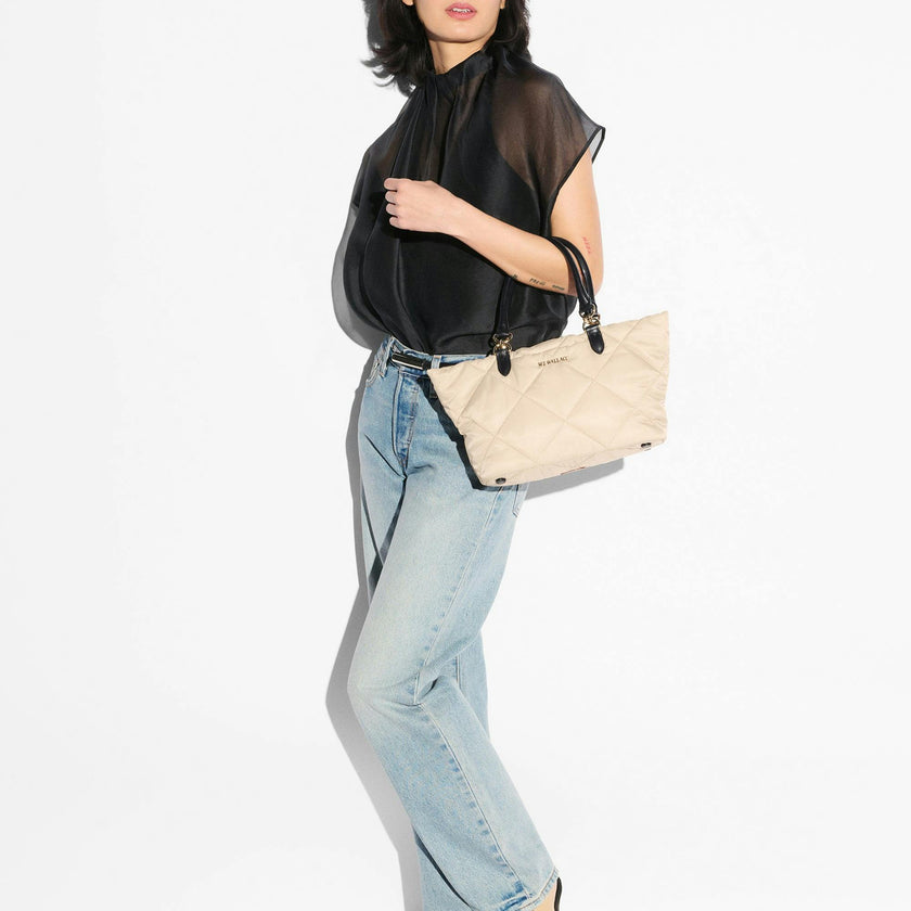 Buff/Black Small Madison E/W Tote