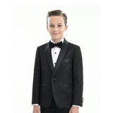 Textured Suit Set with Satin Lapels