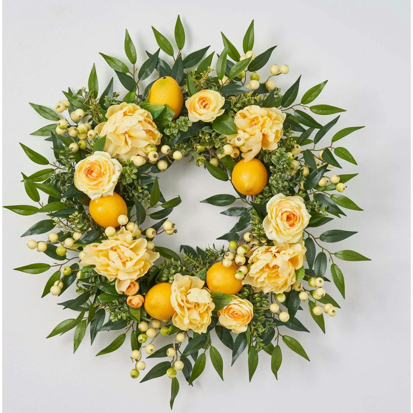 Lemonade Peony & Lemon Everyday Spring Summer Front Door Wreath